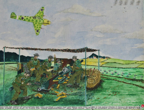 Waiting for supply of ammunition for over an hour. I loaded the last shell. “Hey Serg. Where is the ammo truck, it should be here by now and where is the R.A.F. to fight of these Messerschmitt 109.9?” “Don’t know.” replied my Sergeant. Nederhasselt area, May 18th 1940.