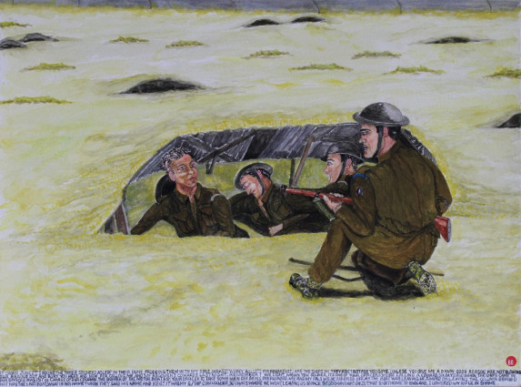 At dawn June 2nd I found three soldiers asleep in their dune. Prodding them with my rifle, “Wakey, wakey. Bullets for breakfast.” “Are the ships in?” they ask. “Not for you guys unless you give me a damn good reason for not blowing your brains out and bury you here and now for calling me and my regiment cowards last night, remember?” “We didn’t mean you, soldier. It’s one of your officers we’re calling a coward. Six days ago when the ships came in your officer was put in charge of our column. The skipper of the motor boat asked your officer to take some men off, being overloaded. Me and my pals were ordered off. As the boat was leaving he jumped on, leaving the column behind. That was the last boat.” “What was his name?” When they said his name and Regt. it was my B/TRP Commander. So that’s where he went, leaving us to face the German tanks on 28th May to get home to England. I lowered my rifle in shame.