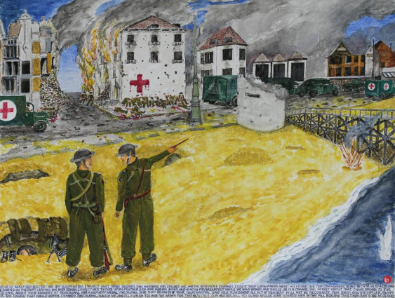 “You’re up early gun buster. Had any sleep?” “No, Sir. I nearly shot three soldiers this morning for calling me and the regiment cowards.” I told ‘A’ troop commander about his friend our Trp/Commander being in charge of a column. He jumped on the boat leaving the men behind. “I expect he’s tucked up in a feather bed and having eggs and bacon for breakfast while we have bombs and shells. He is a coward, Sir.” “Forget about that. I have spoken to the Colonel about your bravery at Rosendaal for a bravery medal,” The Colonel said that because of your court-martial and your punishment, all acts of bravery will not be recognised. I’m sorry.” Said the officer. “That’s O.K, Sir. I knew that would happen. I warned the Colonel “Punish me and I’ll punish you and the army for that injustice.” “Gun buster, will you go and rescue some wounded men in that pill box and take them over to the M.O?”