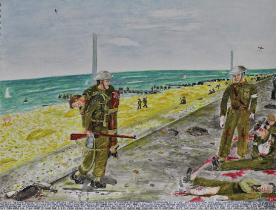 Carrying the other soldier over to the first aid post, the M.O. made arrangements to get the stretcher bearers to carry the other one out. As I left the pillbox I saw some early morning risers starting to queue up in the sea waiting for ships to come and take them off Dunkirk beach. But there were no ships, only shells falling from the German artillery guns and two Messerschmitt machine gunning the lads. The M.O. was glaring at me scornfully. “Put him down there and put this first aid band on and get rid of your rifle and ammo. It’s not allowed to have arms here. You will be assisting me. “I am not wearing any arm band, Sir. I am here to save the B.E.F. from being slaughtered. It’s your job to nurse the wounded and to keep them alive. That’s what you get paid for as a Medical Officer.” June 22nd 1940.
