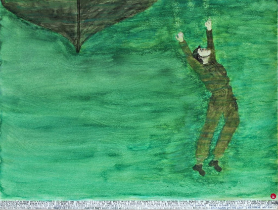 Searching for food with a few other soldiers on the trawler by the Mole pier when the Luftwaffe started to drop their bombs on the ship, I put down my rifle and ammo on the deck and jumped overboard and so did the others. I sank to the bottom. I started to dog(gy) paddle up. The weight of my uniform in water made it difficult to reach the surface. As I got near the top, my lungs bursting for air, I swallowed water but I managed to gasp some air as my mouth reached the surface. Then I heard shouting, “Help, I can’t swim. Help.” There was the other lads struggling but their cries for help died away as they went under and drowned. I swam to the pier and got back to the beach, going back again on the ship to retrieve my rifle.