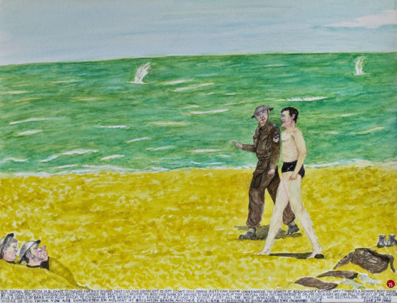 Our Signal Sgt. from H.O. came to inquire for any divers that can dive down 12ft to 15ft. “I can’t dive Sarge but I can swim under water the length of Bermondsey Baths. Why?”
“There’s a rowing boat sunk by the Mole pier and four dead soldiers trapped under the seats and I believe the boat was sunk by having too many men in it. If you can pull them out and the boat is O.K. I’ve got a rope we can pull it up out of the water, find a couple of oars and row back to England. “It’s worth a try, Sarge.” As I began to walk, I got all the wolf whistles from the troops. My Sgt/Major shouting out “Where do you think you are Gunbuster, on holiday at Brighton Beach?” Another call, “Are you going to swim across the Channel, Vic?” June2nd 1940.