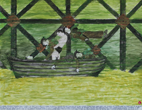 The signal Sergeant pointed down to where the boat is. I dived down unable to reach it, having the air knocked out of me. I decided to swim down. There were five soldiers. One trapped under the front part of the boat that he could not be seen above. After a few attempts I managed to pull two loose, hoping the strong current would do the rest. Pulling the third one free I felt a hard bump against my head. It was another soldier being carried away by the current towards Dunkirk beach. After about twelve dives I was able to free all five. Scanning over the rowing boat it looked in perfect order. No holes in it.