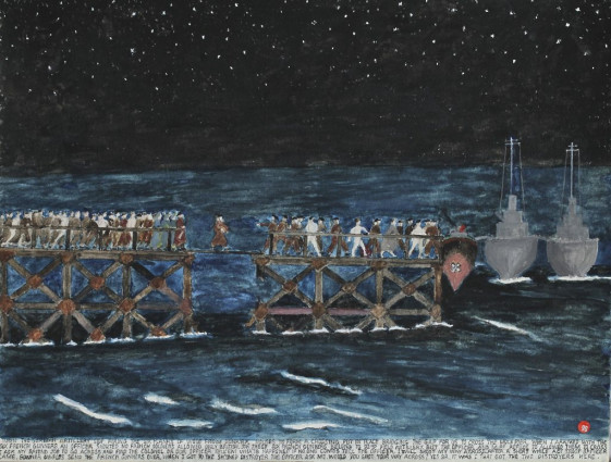 When the German artillery stopped firing, the six planks of wood from Dunkirk houses to form a crossing put in place bridging the gap for us to cross the Mole pier. When I arrived with the six French gunners an officer shouted “No French soldiers allowed only British.” “Sir, these six French gunners belong to 92nd Field Artillery.” But the officer and M.P.s refused to allow them to cross.. I asked my friend, Joe to go across and find the Colonel or our officer tell ‘em what’s happened. If no one comes tell the officer I will shoot my way across. After a short while ACT Troop Officer came. “Gunner Uggles, send the French gunners over.” When I got to the second destroyer the officer asked me, “Would you shot your way across?” “Yes. Sir. It was I that got the two destroyers here.”